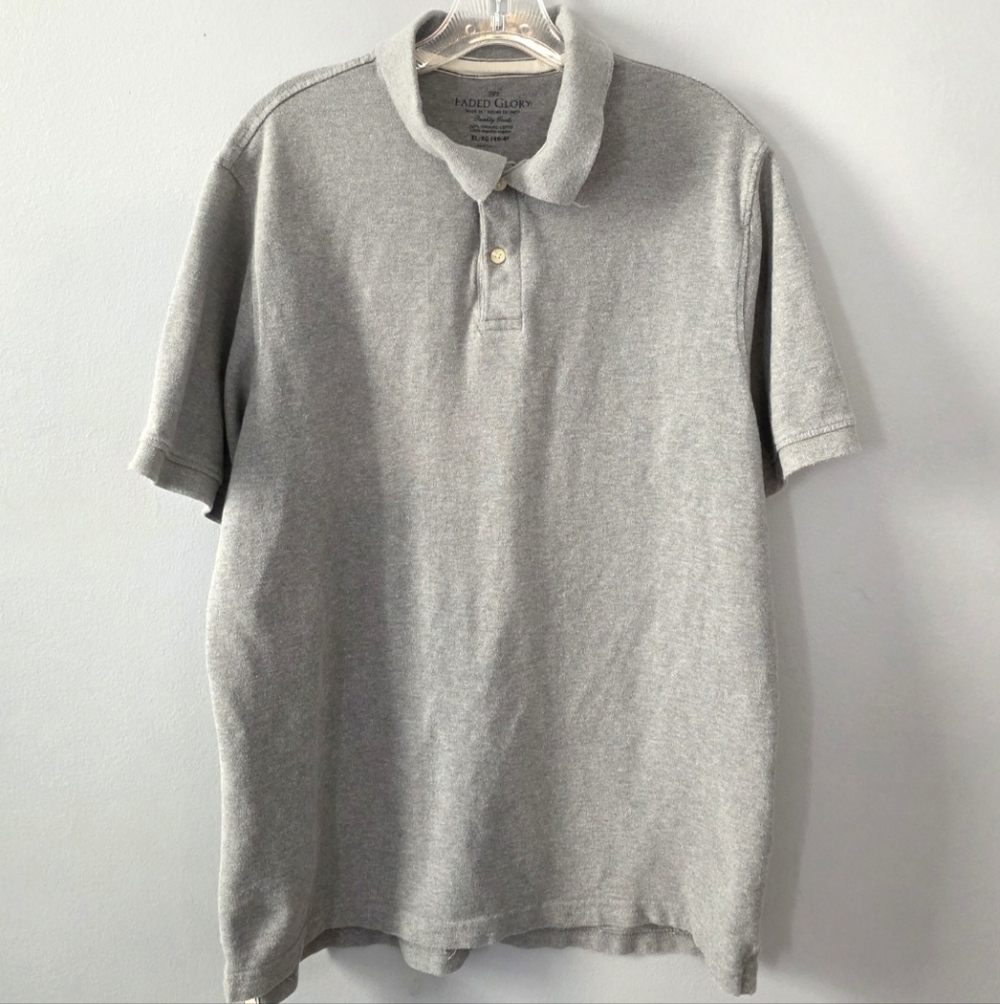 Men's Gray Faded Glory Polo Shirt Size XL